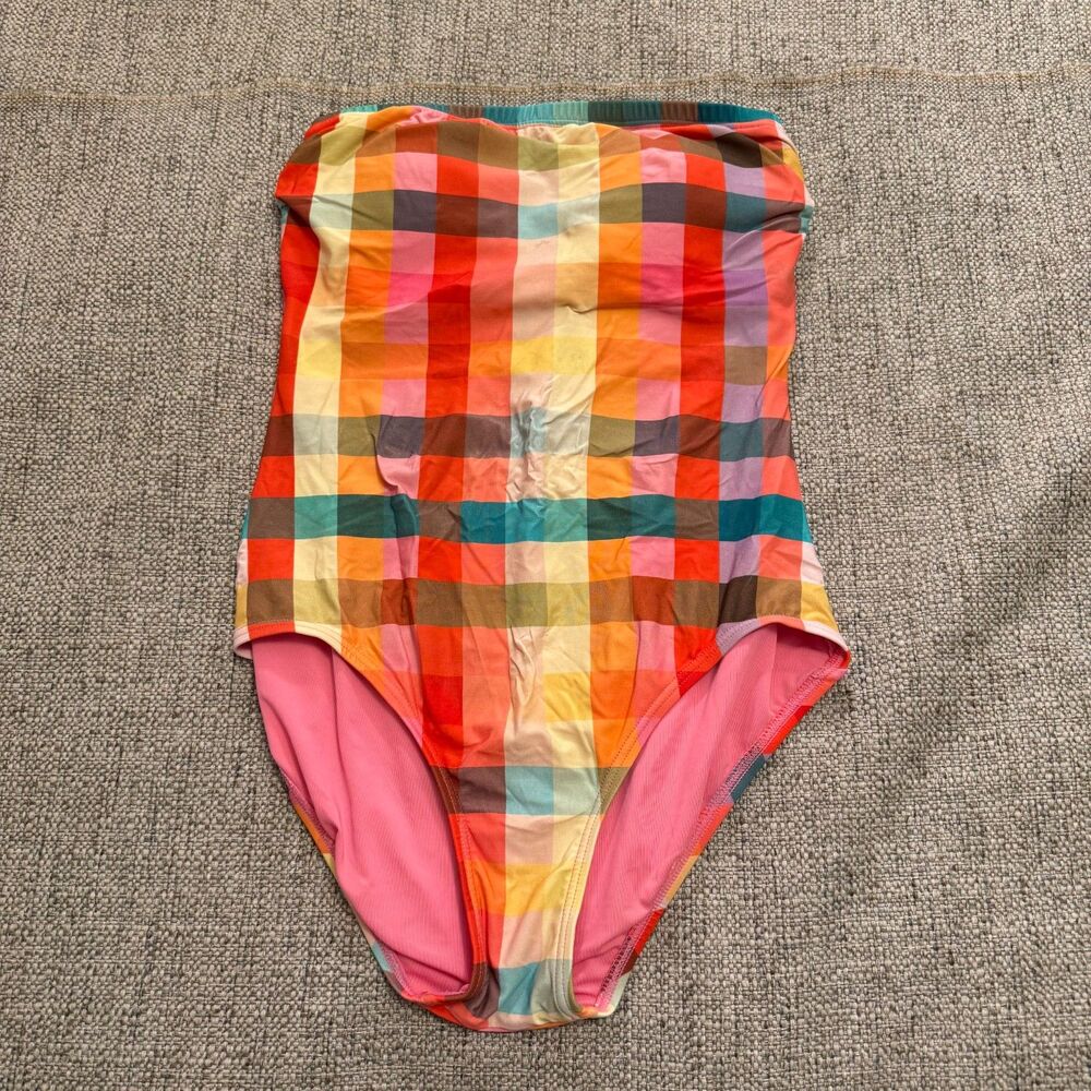 Kate Spade Garden Plaid Classic Bandeau One-piece Women's Bathing Suit Small - Picture 3 of 12